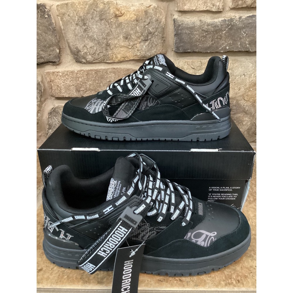 Hoodrich Recon Mens Black Low Top Sneakers Rhinestone Logo 3346553 Size 10M New